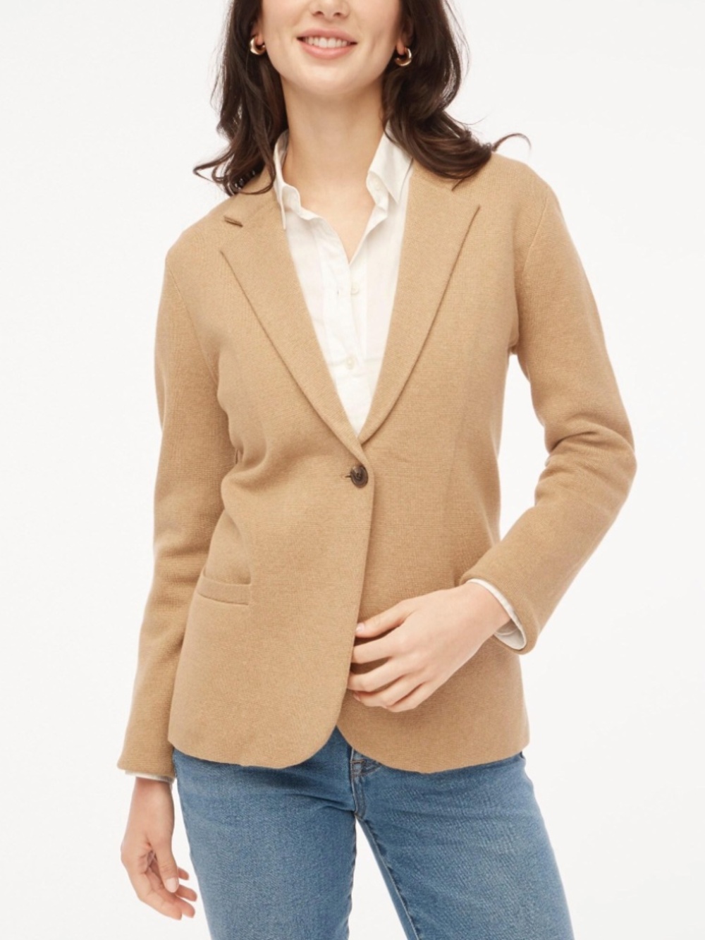 J.Crew Camel Brown Knit Blazer Jacket Size L - never worn - without tags